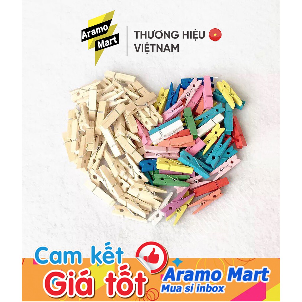 [FREESHIP] Phụ kiện trang trí Kẹp gỗ treo ảnh &amp; Dây thừng treo ảnh giá rẻ ＊AramoMart＊