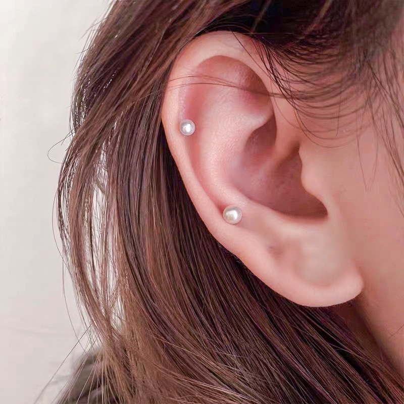 『Mango』1 đôi Bông Tai S925 Đính Ngọc Trai 8mm Phong Cách Hàn Quốc Thời Trang Cho Nữ A219