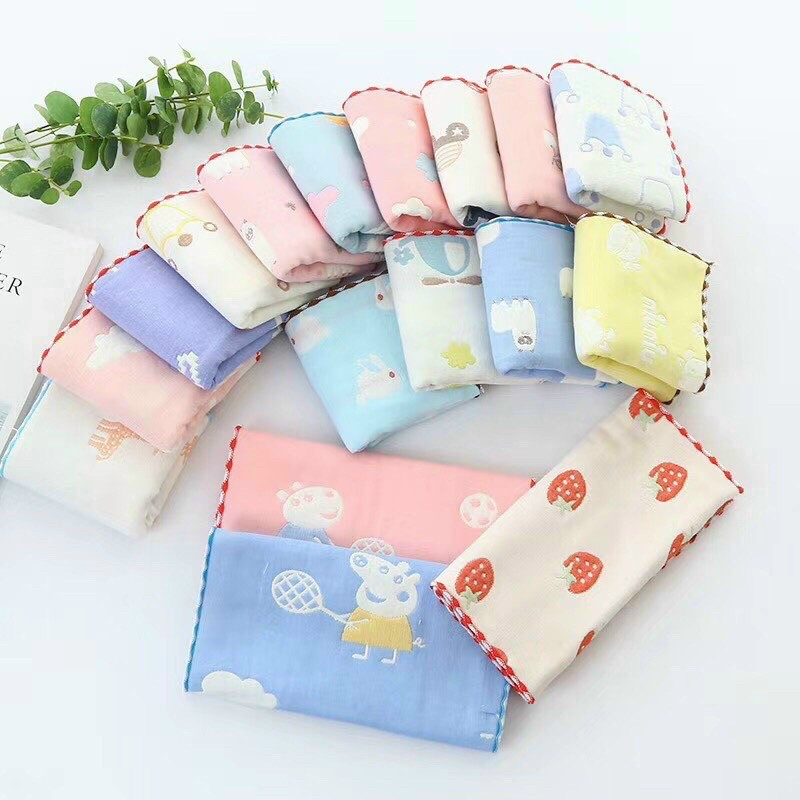 Khăn mặt cotton 6 lớp kích thước 25x25cm cho bé