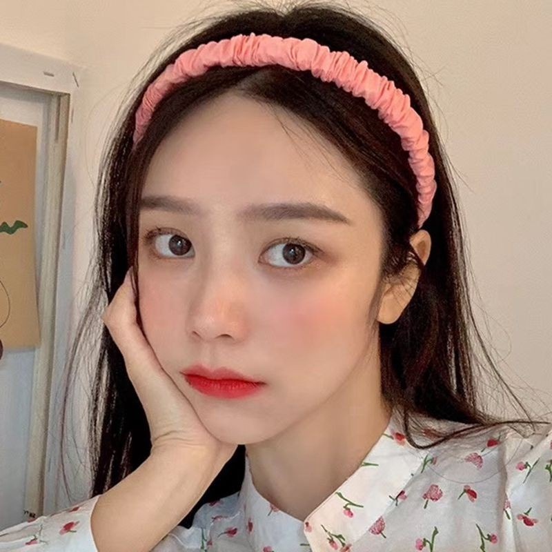 Băng đô vải Satin xếp ly phong cách Hàn Quốc ngọt ngào