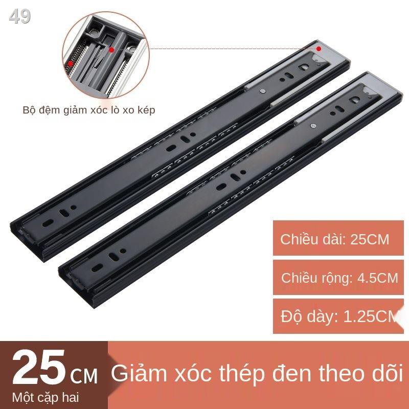 YKabay Drawer Ba phần Đường ray Tủ trượt Giá đỡ Hướng dẫn cứng đệm giảm chấn hộ gia đình