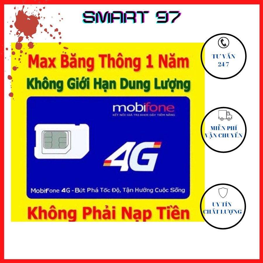 Sim 4G Mobifone Max Băng Thông Không Giới Hạn Trọn Gói 1 Năm