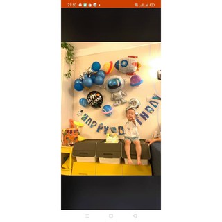 ❤️ ( Kèm đèn led ) ❤️ Set trang trí sinh nhật chủ đề phi hành gia cho bé