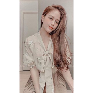 SƠ MI LỤA NƠ CỔ CỘC TAY HOA NHÍ