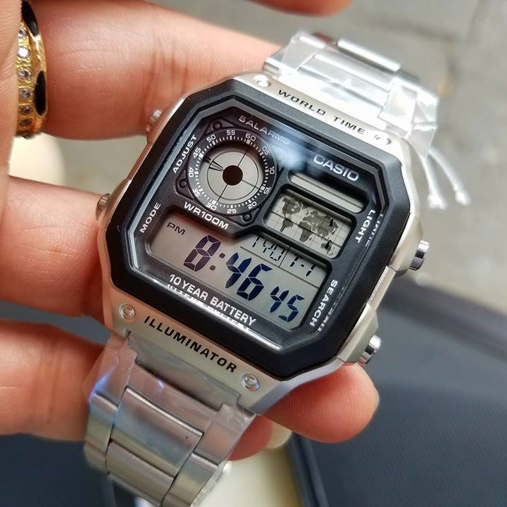 Đồng hồ nam Casio AE-1200WHD-1AVDF chống nước 100m dây đeo thép bảo hành 1 năm chính