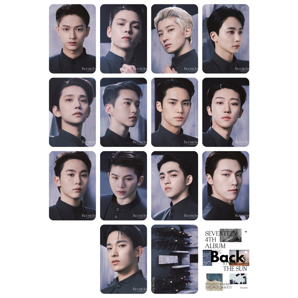 Set 14 card giấy bo góc in 2 mặt ảnh nhóm Seventeen - Face the Sun có nhiều mẫu chọn