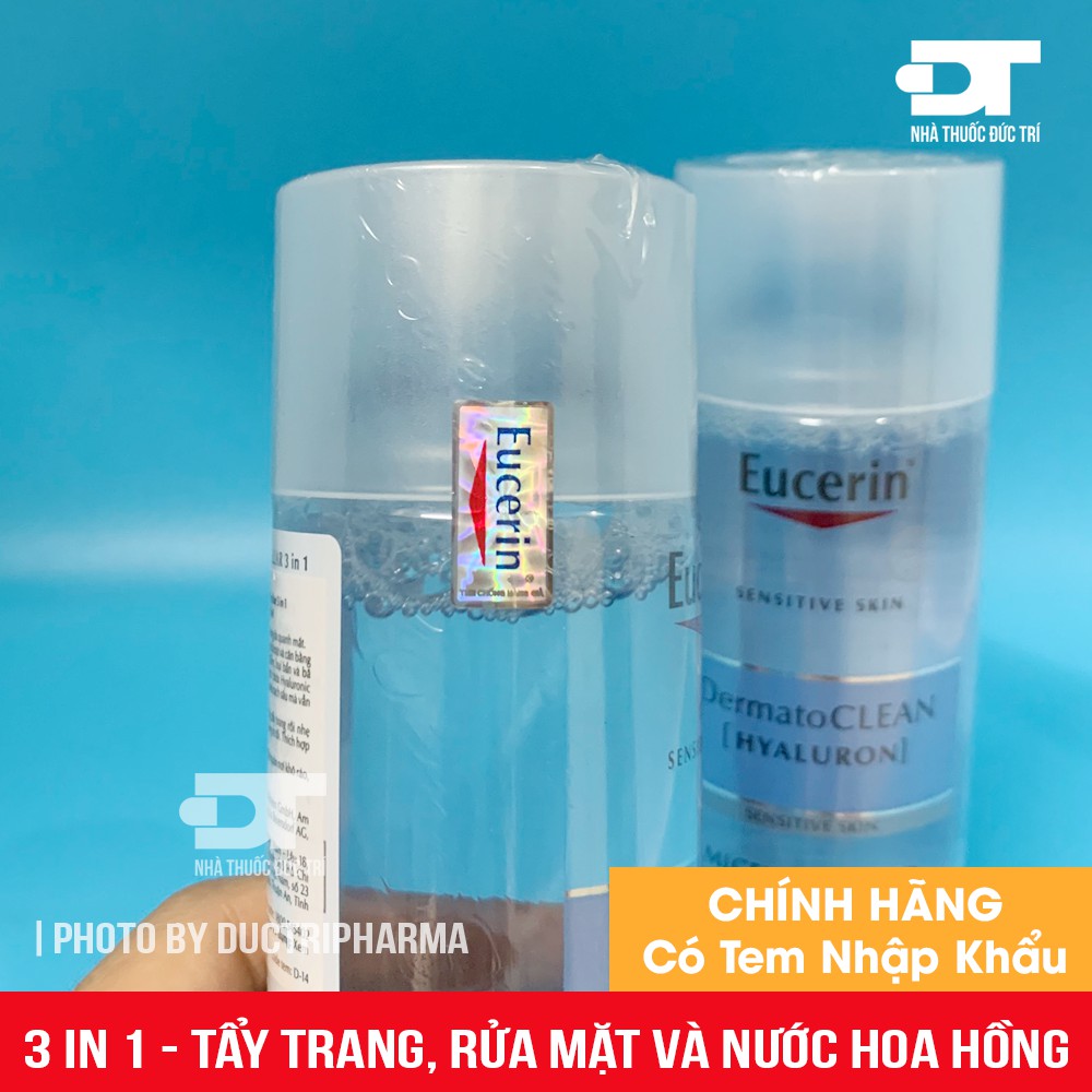 [CHÍNH HÃNG] Nước Tẩy Trang 3 in 1 Eucerin DermatoCLEAN [HYALURON] 200ml