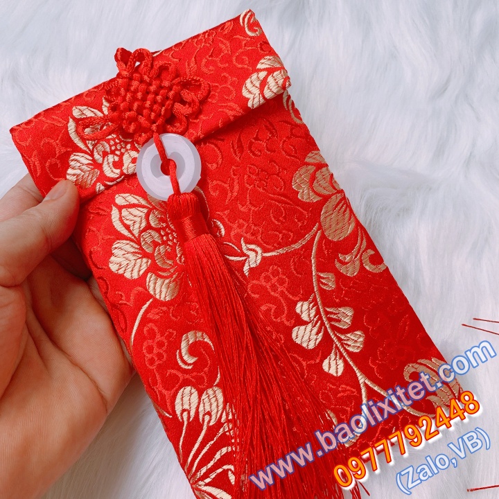 Bao Vải Gấm Thêu Hình Phượng, Bao Đựng Tiền Lì Xì, Tiền May Mắn