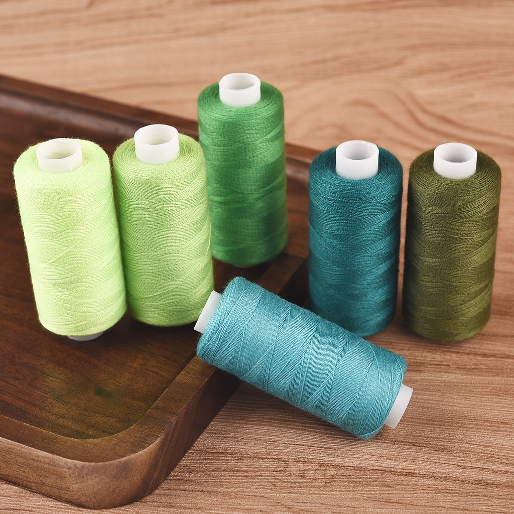 6 màu/bộ sợi may cuộn máy thêu tay 400 yard mỗi cuộn 100% polyester bền gia đình may kit