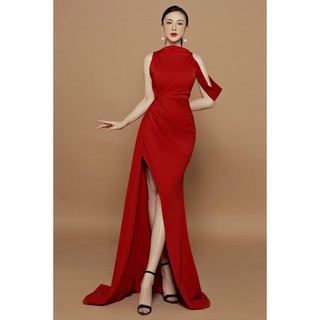 Đầm dạ hội cổ lọ rớt vai