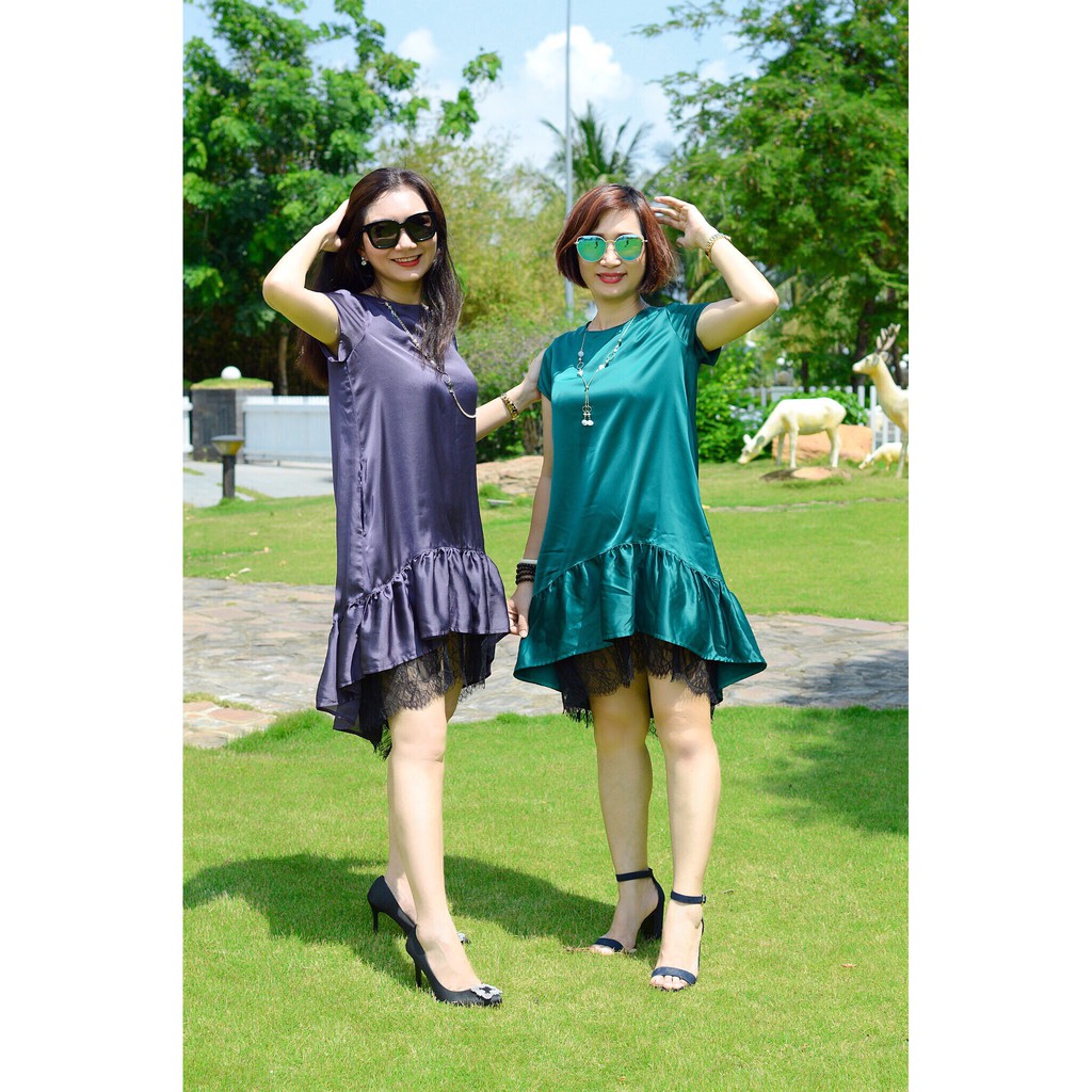 Đầm dáng suông phối bèo lai