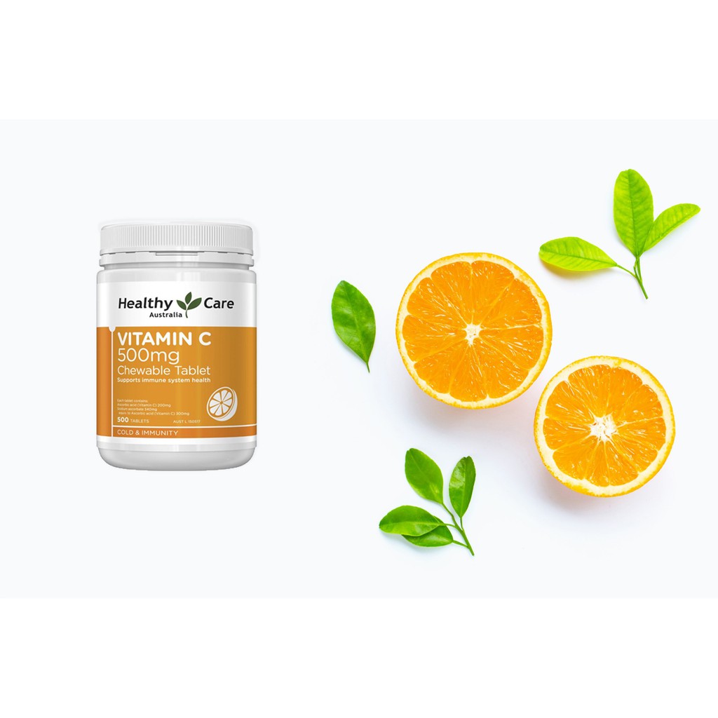 Viên nhai bổ sung Vitamin C 500mg Healthy Care Tăng Đề Kháng, Trắng Da Chống Lão Hóa quatangme