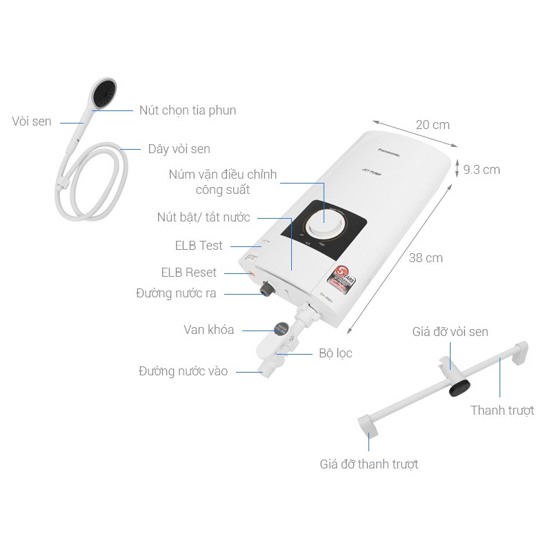 Máy nước nóng có bơm Panasonic DH-4NP1VW