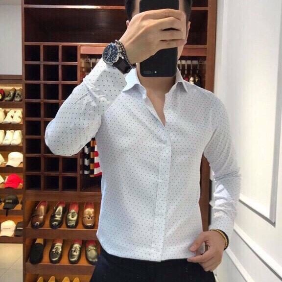Áo sơ mi hàn quốc nam công sở dài tay áo kiểu đẹp F8888 Họa tiết HT001