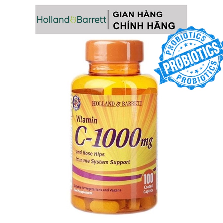 Vitamin C 1000mg liều cao của hãng Holland Barrett lọ 100 viên