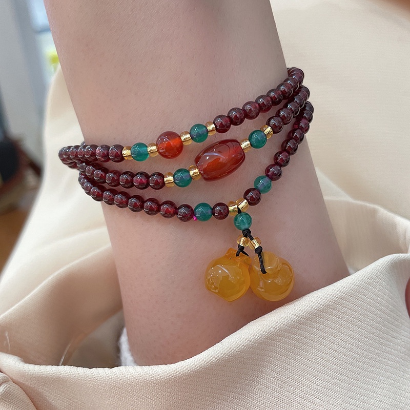 [Hàng Mới Về] Vòng Đeo Tay Ba Vòng Phong Cách Retro Đơn Giản Mặt Quả Táo