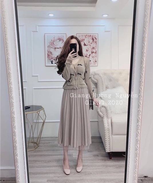 Xả hàng - Chân váy xếp ly nhũ chân lưới, Chân váy nhũ dáng dài cạp chun CV1515 - NhiNhi Shop | BigBuy360 - bigbuy360.vn