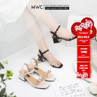Giày Cao Gót Nữ MWC Đế Vuông 3CM Quai Trong Đính Đá NUCG-3962