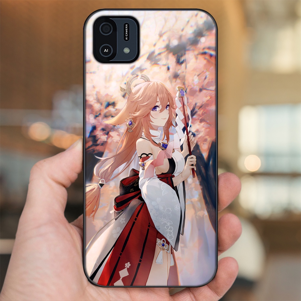 Ốp lưng Oppo A16K viền đen in hình Yae Miko Genshin Impact
