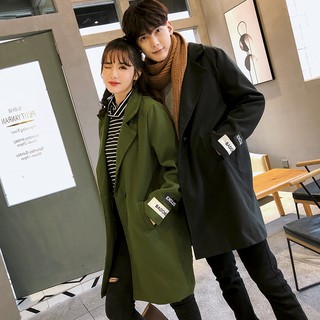 Đồ đôi/Áo khoác/Áo khoác nam nữ dáng dài chất dạ mịn Hàn Quốc thu đông (order nhanh)