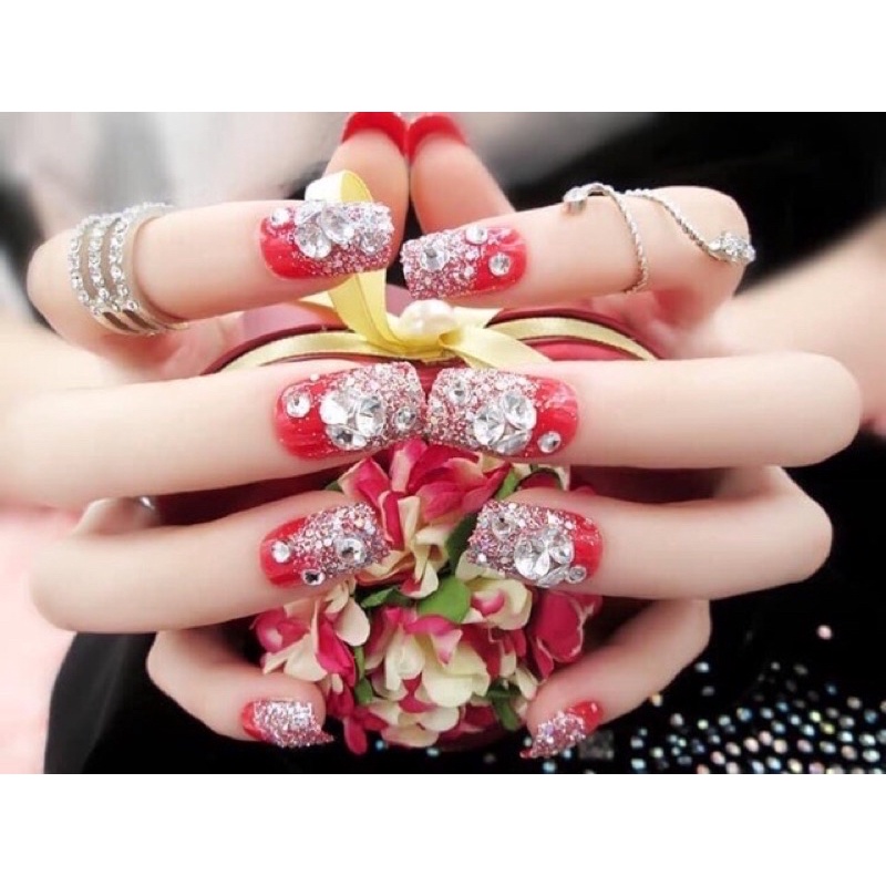 Bộ Nail 24 Móng Giả Sang Trọng Cho Nữ Tặng Kèm Keo Dán Và Dũa