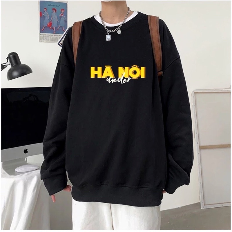 Áo Nỉ Tay dài under Hà Nội Hoodie, Sweater - 100% Cotton - Nam Nữ Unisex - In Hình Local Brand Streetwear