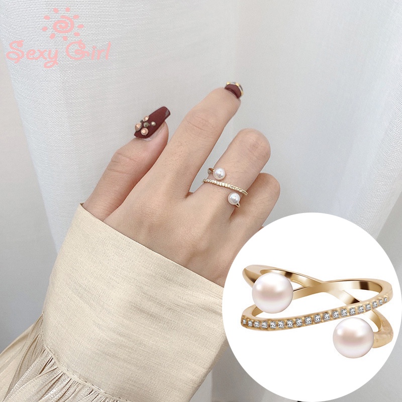 Nhẫn Mạ Vàng Đính Ngọc Trai Nhân Tạo Thời Trang Hàn Quốc