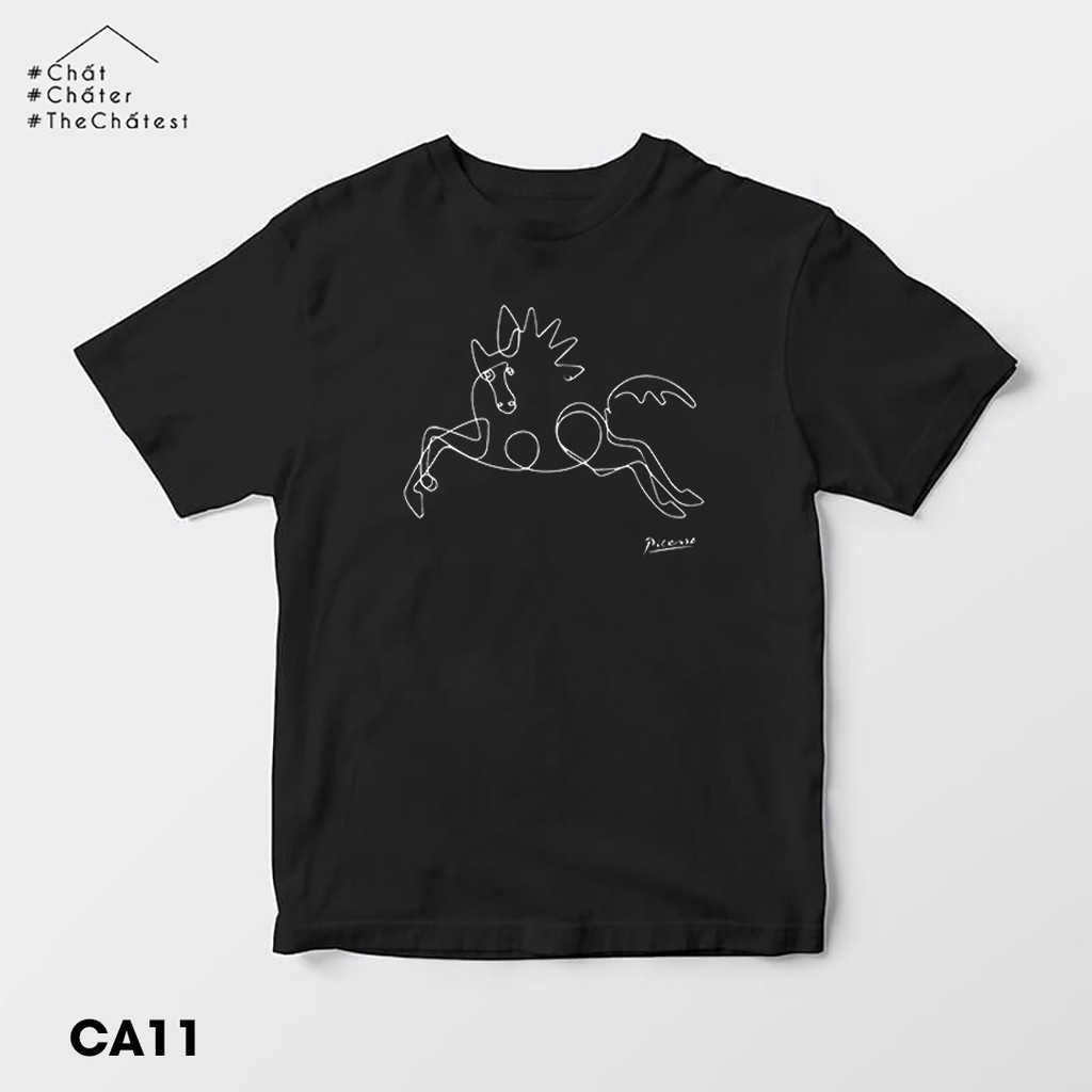 Áo Thun Local Brand Nam Nữ Hình Con Ngựa Picasso Màu Đen Trắng Xám