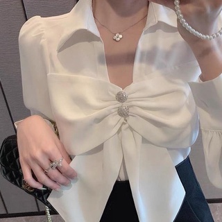 Áo sơ mi công sở phối nơ dễ thương bigsize NQ0922