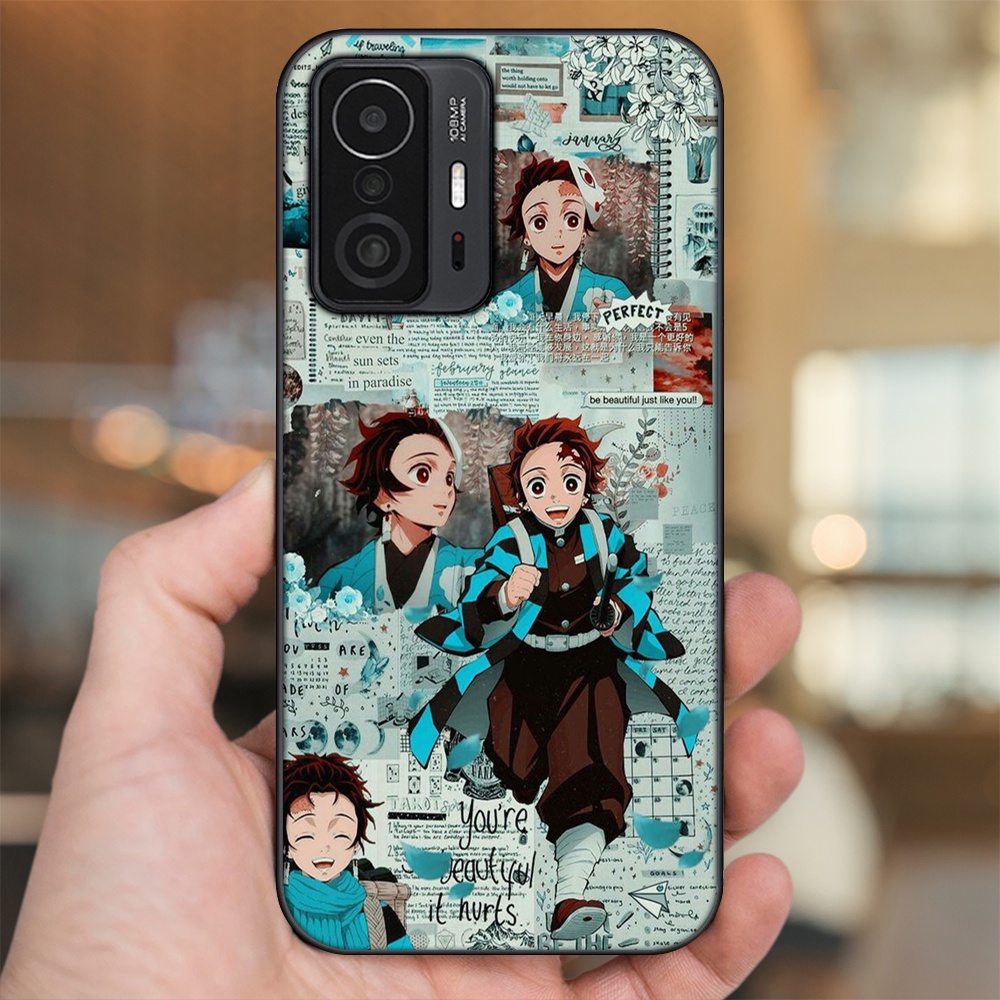 Ốp lưng Xiaomi 11T viền đen in hình Tanjiro Kimetsu No Yaiba
