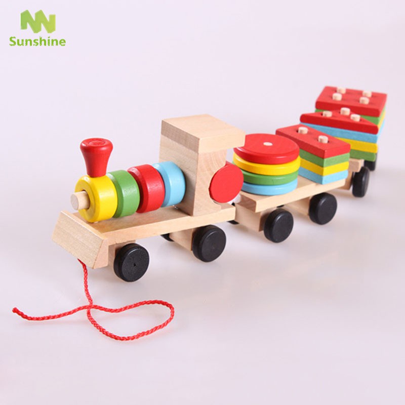 Mô hình xe lửa đồ chơi bằng gỗ nhiều màu sắc siêu thú vị dành cho các bé