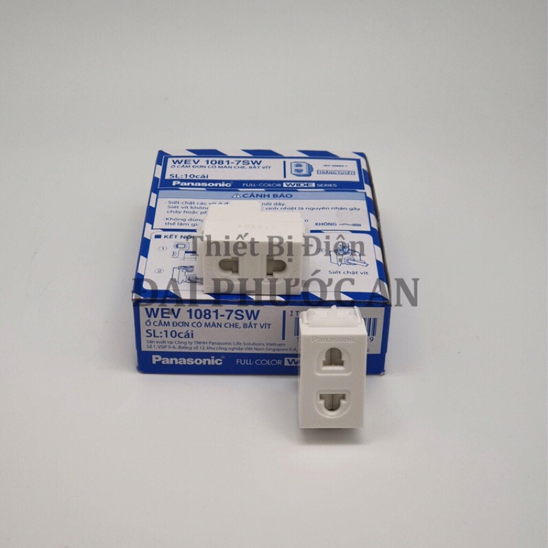 Ổ Điện Âm Tường WEV1081SW Panasonic Ổ Cắm Điện 2 Chấu Đơn Có Màn Che Chịu Tải 16A Chống Cháy Cao Cấp