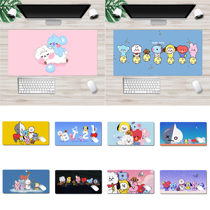 Miếng lót chuột chơi game chống trượt họa tiết nhân vật Bt21 dễ thương 30x60 sử dụng tiện lợi