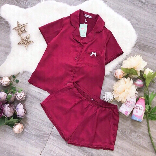 Set lụa áo cộc quần cộc