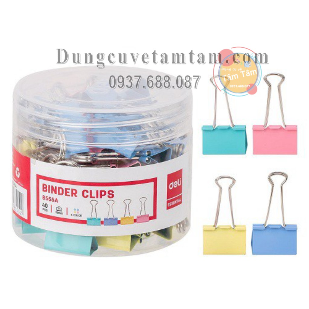 [ TÂM TÂM ]-Kẹp bướm màu 15mm/19mm/25mm/32mm/41mm/51mm, Kẹp bướm màu Deli