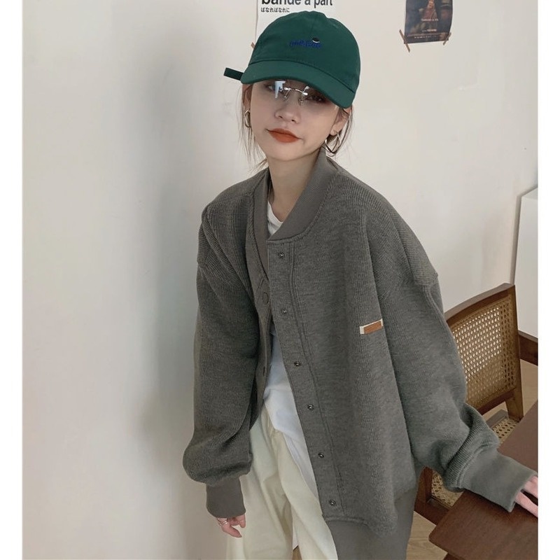 Áo khoác bóng chày tay dài phong cách Retro xuân thu mới cho nữ