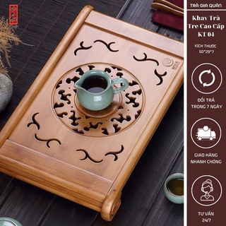 Khay trà tre cao cấp khổng minh chữ nhật kích thước 507 kt 04