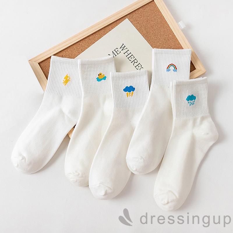 Đôi vớ dệt kim cổ cao in hình hoạt hình dễ thương cho nữ