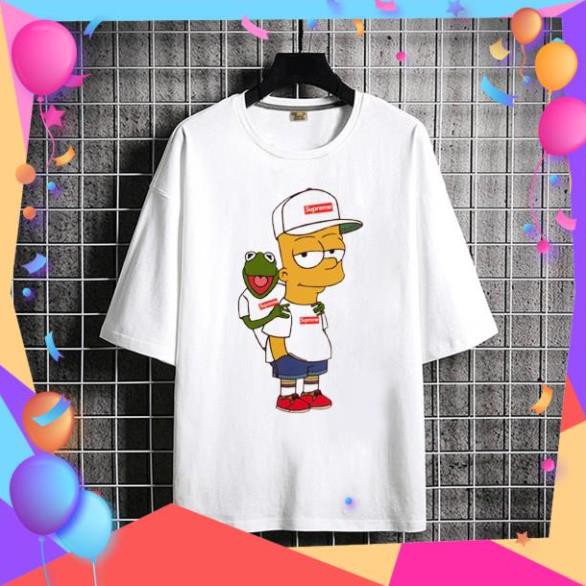 DEAL HOT- Áo thun in hình Simpson và Con Ếch Xanh bape tay lửng ( lỡ ) - F2219