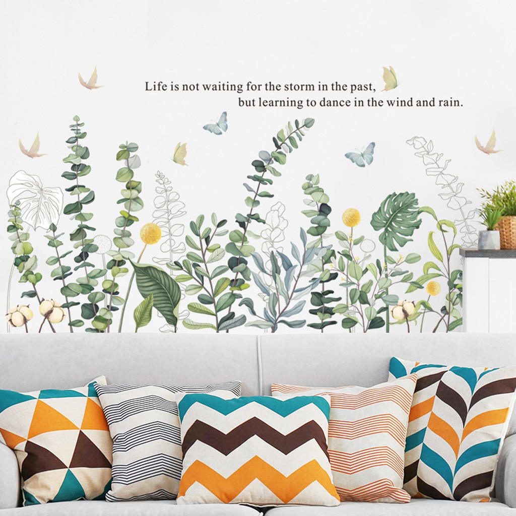 Decal dán tường cao cấp, tranh dán tường nhiều mẫu, độc, đẹp mẫu Dàn hoa lá BH09
