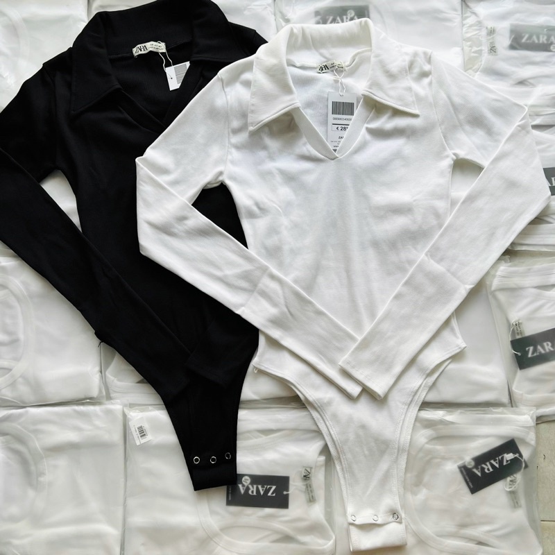 Bodysuit, Áo Liền Thân Tay Dài Cổ Bẻ - Tharo Clothing [AO00087