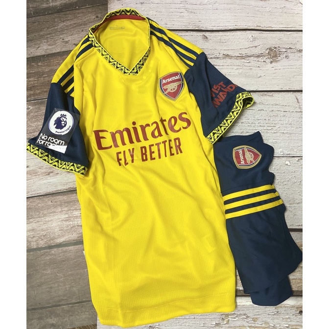 Set Bộ Quần áo thể thao bóng đá nam nữ vải gai thái clb arsenal áo vàng quần xanh than mùa giải 2022 2023