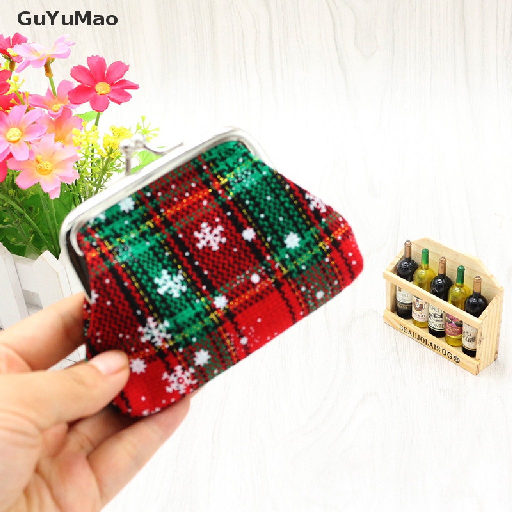 Ví Đựng Tiền Xu Mini Họa Tiết Sọc Caro Phong Cách Giáng Sinh