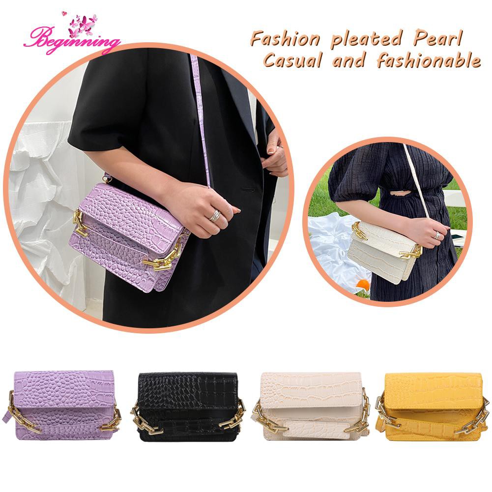 ❀beginning❀Exquisite Women Alligator Pattern Chain Shoulder Bag Casual PU Mini Flap Handbag❀