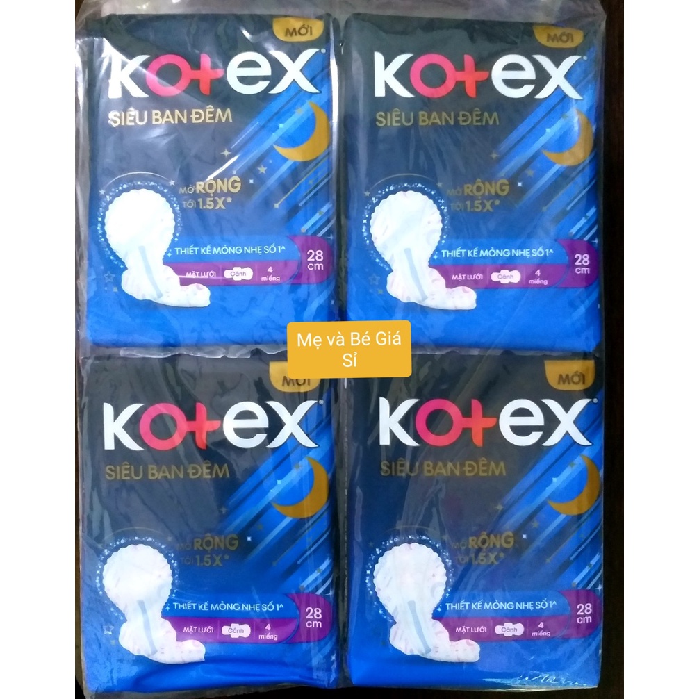(MẪU MỚI-TẶNG 2 MIẾNG MỖI GÓI) COMBO 8 GÓI ĐÊM 28CM KOTEX MỞ RỘNG 1.5X
