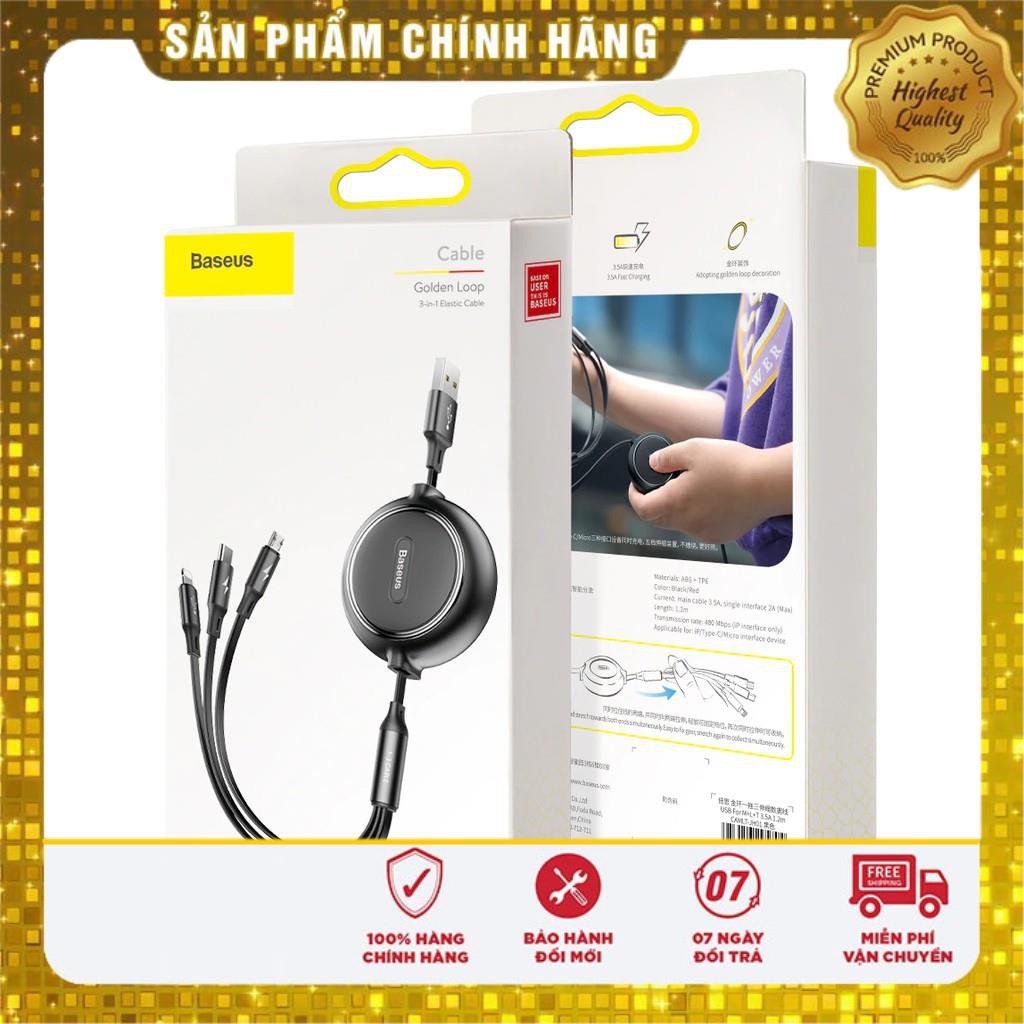 Dây cáp sạc nhanh dây rút 3 in 1 Lightning / Type-C / Micro USB hiệu Baseus G-Loop thế hệ II - Hàng chính hãng