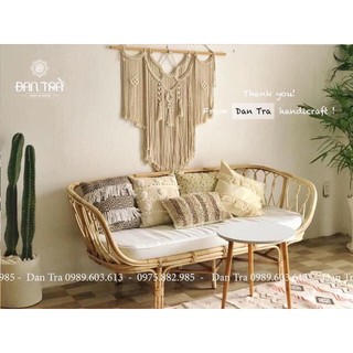 Ghế Sofa Mây Đan Uốn Lượn 1m6 - Sofa Mây Đan Số 8, Ghế Sofa Mây Vintage Giá Rẻ, Ghế Sofa Băng Chờ, Nội Thất Mây Tre Đan