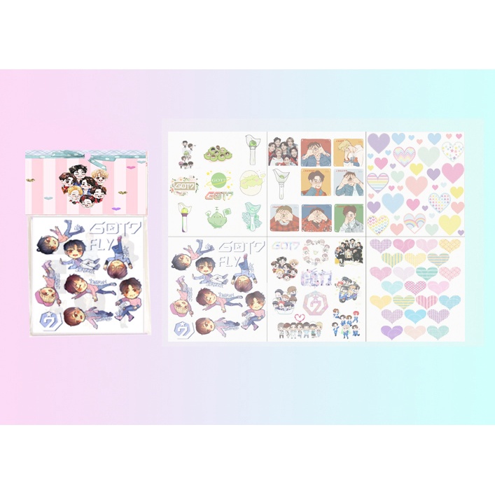set 6 sticker washi got7 itzy mamamoo red velvet S6W20 cute dễ thương hoạt hình ko bế 10x10cm