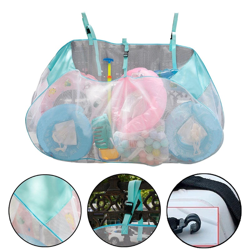 QQ Túi Lưới Đựng Đồ Dùng Bể bơi Cỡ Lớn Có Móc Treo Có Thể Gấp Gọn Tiện Dụng