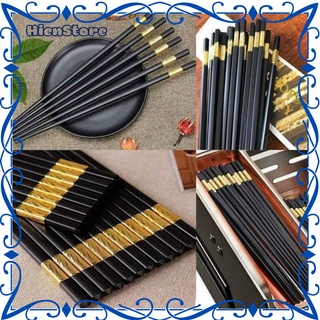 Đũa mạ vàng - đũa ăn cao cấp - đũa khảm vàng hàn quốc bộ 10 đôi chống trơn- chống trượt- chống mốc- bền mầu